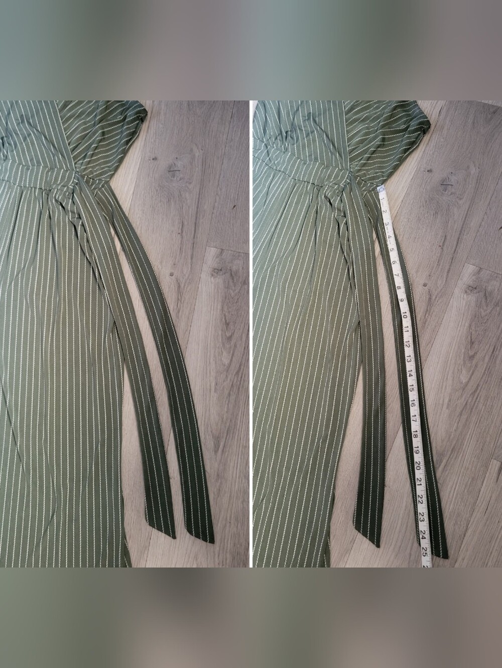 Kaileigh Rica Knit Crop Jumpsuit Olive Stripe V-Neck, Wide-Leg Sleeveless, Small - Picture 13 of 16